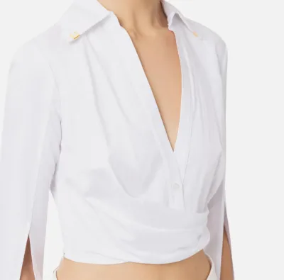 Camicia cropped in raso con drappeggio Elisabetta Franchi  | Borotalco