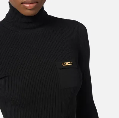 Elisabetta Franchi – Maglia a costine con taschino decorativo  | Borot