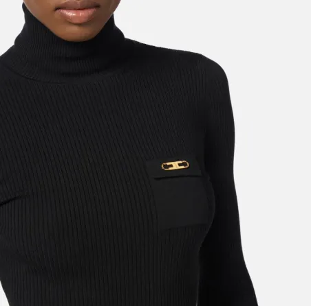 Elisabetta Franchi – Maglia a costine con taschino decorativo  | Borot