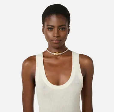 Elisabetta Franchi Collana in Strass con Logo  | BorotalcoCagliari.it 2