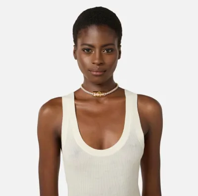 Elisabetta Franchi Collana in Strass con Logo  | BorotalcoCagliari.it