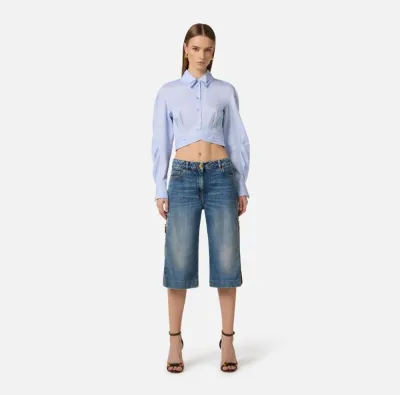Elisabetta Franchi Camicia in popeline di cotone con fascione  | Borot