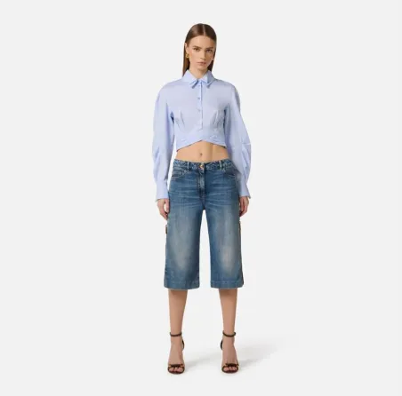 Elisabetta Franchi Camicia in popeline di cotone con fascione  | Borot