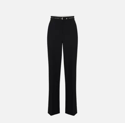 Elisabetta Franchi – Pantaloni in crêpe leggero con nastro logo latera