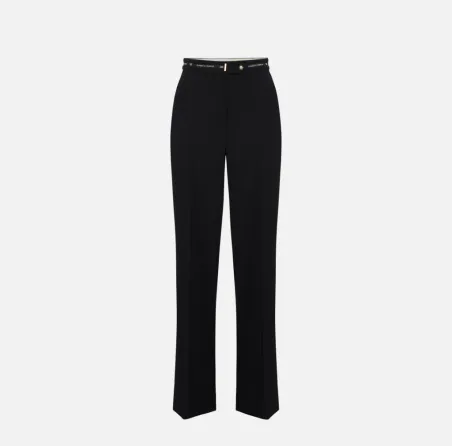 Elisabetta Franchi – Pantaloni in crêpe leggero con nastro logo latera