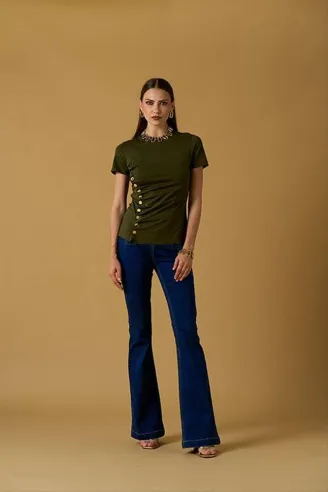 No Secrets T-Shirt Bianca con Bottoni Apribili Laterali  | BorotalcoCa