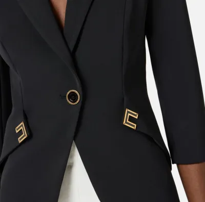 ELISABETTA FRANCHI Giacca in doppio crêpe stretch con dettagli logo  |