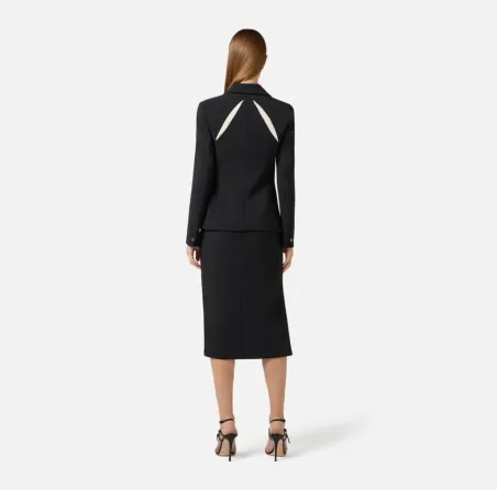 ELISABETTA FRANCHI Giacca in crêpe leggero con cut-out bicolore  | Bor