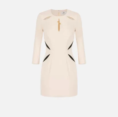 Elisabetta Franchi Mini abito in crêpe leggero con cut-out bicolore  | 2