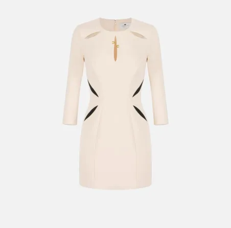 Elisabetta Franchi Mini abito in crêpe leggero con cut-out bicolore  |
