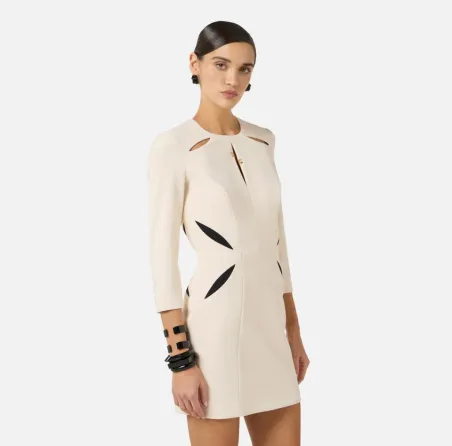Elisabetta Franchi Mini abito in crêpe leggero con cut-out bicolore  |