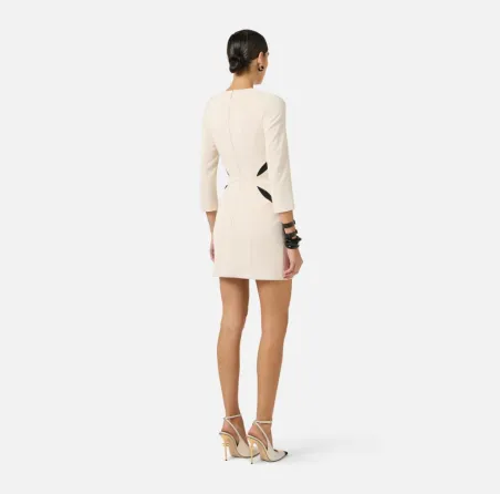 Elisabetta Franchi Mini abito in crêpe leggero con cut-out bicolore  |