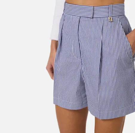 Elisabetta Franchi Shorts in cotone stretch a righe  | BorotalcoCaglia