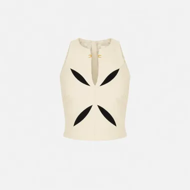 Elisabetta Franchi Top in crêpe leggero con cut-out bicolore  | Borota 2