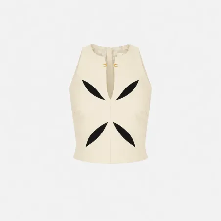 Elisabetta Franchi Top in crêpe leggero con cut-out bicolore  | Borota