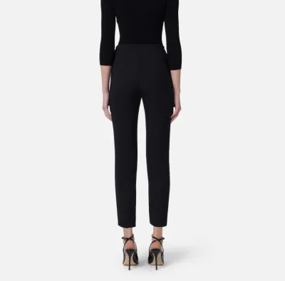 Pantaloni slim in crêpe con placca logo Elisabetta Franchi  | Borotalc