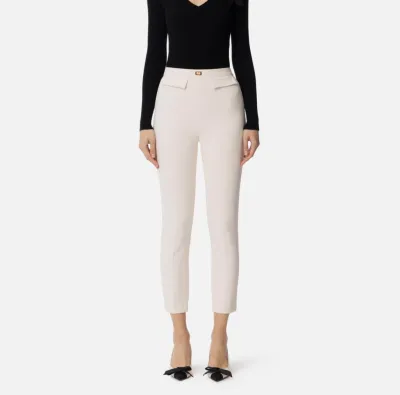 Pantaloni slim in crêpe con placca logo Elisabetta Franchi  | Borotalc