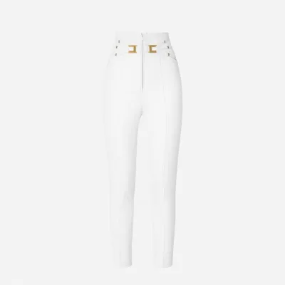 Elisabetta Franchi Pantaloni in Doppio Crêpe Stretch con Elastici  | B