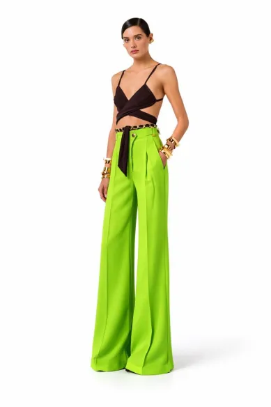 Elisabetta Franchi Pantaloni in misto lino con cinturini  | BorotalcoC