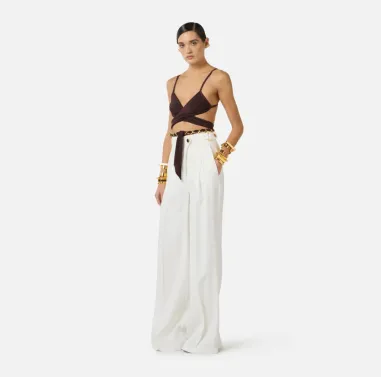 Elisabetta Franchi Pantaloni in misto lino con cinturini  | BorotalcoC 2