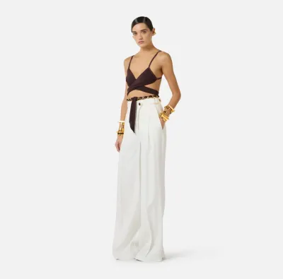 Elisabetta Franchi Pantaloni in misto lino con cinturini  | BorotalcoC