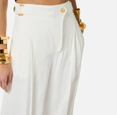 Elisabetta Franchi Pantaloni in misto lino con cinturini  | BorotalcoC