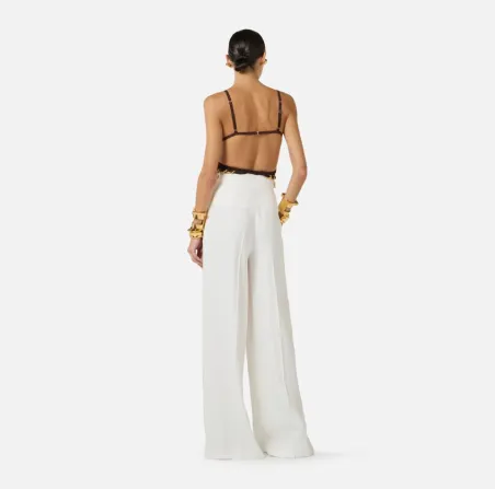 Elisabetta Franchi Pantaloni in misto lino con cinturini  | BorotalcoC