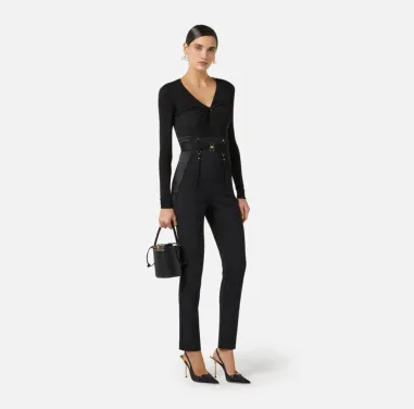 Elisabetta Franchi Pantaloni bustier in crêpe leggero e raso  | Borota