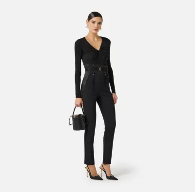Elisabetta Franchi Pantaloni bustier in crêpe leggero e raso  | Borota