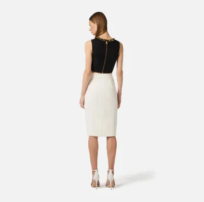 Elisabetta Franchi Top in misto lino con catena gioiello  | BorotalcoC
