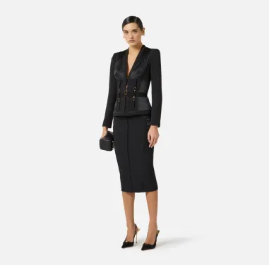 Elisabetta Franchi Giacca bustier in crêpe leggero e raso