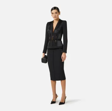 Elisabetta Franchi Giacca bustier in crêpe leggero e raso 2