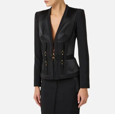 Elisabetta Franchi Giacca bustier in crêpe leggero e raso