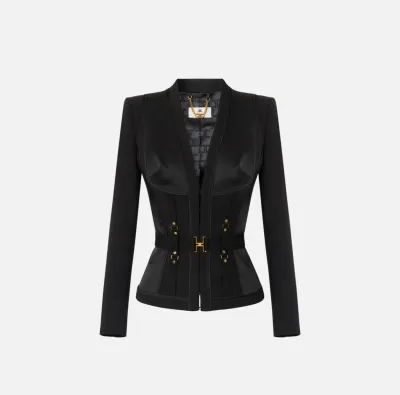 Elisabetta Franchi Giacca bustier in crêpe leggero e raso