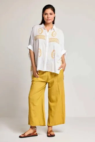 ICONIQUE Pantalone lino fluido donna elegante  | BorotalcoCagliari.it