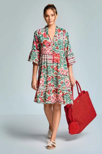 ICONIQUE Abito multicolor mezze maniche elegante donna  | BorotalcoCag