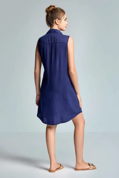 Iconique Abito camicia smanicato effetto seta