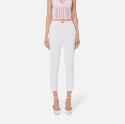 Pantaloni in crêpe con tasche e placca logo Elisabetta Franchi  | Boro