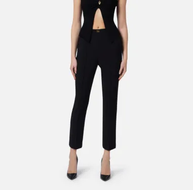 Pantaloni in crêpe con tasche e placca logo Elisabetta Franchi  | Boro 2