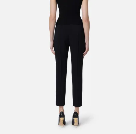 Pantaloni in crêpe con tasche e placca logo Elisabetta Franchi  | Boro
