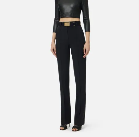 Elisabetta Franchi Pantaloni in tessuto tecnico bielastico con cintura