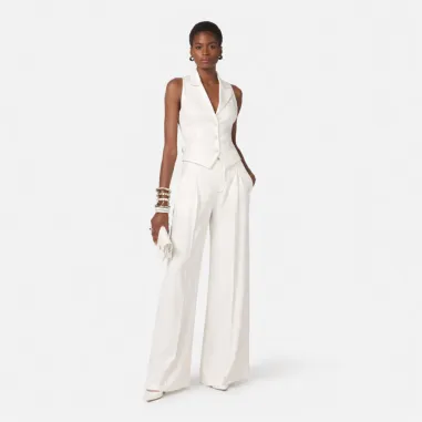 Elisabetta Franchi Gilet in crêpe leggero con rever in raso  | Borotal 2