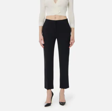 Elisabetta Franchi Pantaloni in crêpe leggero con logo charm  | Borota 2