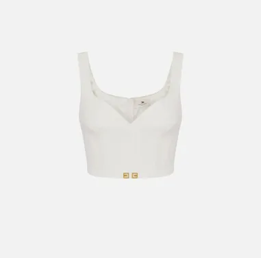 Elisabetta Franchi – Top in crêpe leggero con dettagli logo  | Borotal 2