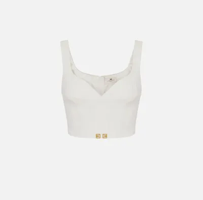Elisabetta Franchi – Top in crêpe leggero con dettagli logo  | Borotal