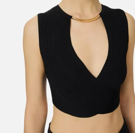 Elisabetta Franchi Top in maglia con dettaglio gioiello  | BorotalcoCa