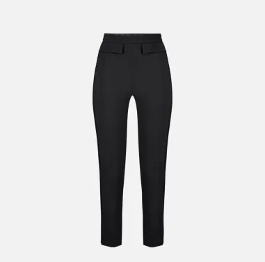 ELISABETTA FRANCHI Pantaloni in doppio crêpe stretch con logo ricamato