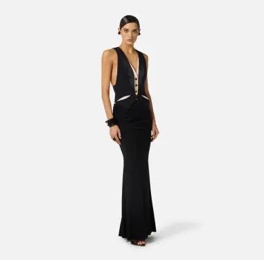 Elisabetta Franchi Gilet in crêpe leggero con cut-out bicolore  | Boro