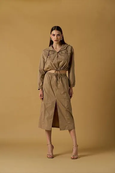 No Secrets Giubbino in cotone con coulisse e zip  | BorotalcoCagliari.