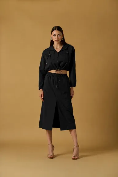 No Secrets Giubbino in cotone con coulisse e zip  | BorotalcoCagliari.